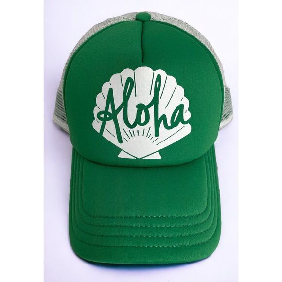 Salt Life Hat Aloha Hawaii Sea Shell Trucker Snapback Green One Size Fits Most - Picture 2 of 9